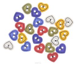 Пуговицы декоративные Buttons Galore & More "Quilt Hearts", 24 шт