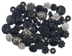 Пуговицы декоративные Buttons Galore & More "Haberdashery Buttons", цвет: черный, серебряный, 115 г