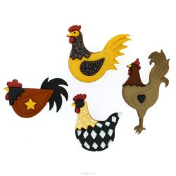 Пуговицы декоративные Dress It Up "Курятник", 4 шт