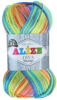 Пряжа для вязания Alize "Diva. Missisipi", цвет: оранжевый, синий, желтый (4154), 350 м, 100 г, 5 шт
