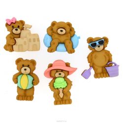 Пуговицы декоративные Dress It Up "Мишки на каникулах", 5 шт