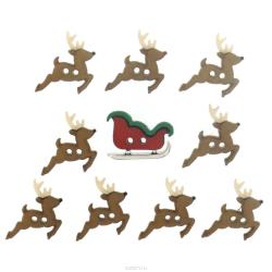 Пуговицы декоративные Dress It Up "Оленья упряжка", 10 шт