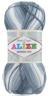 Пряжа для вязания Alize "Bamboo Fine", цвет: белый, серый (2905), 440 м, 100 г, 5 шт