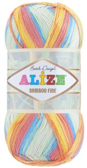 Пряжа для вязания Alize "Bamboo Fine", цвет: голубой, оранжевый, желтый (3259), 440 м, 100 г, 5 шт