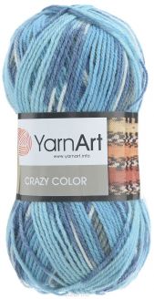 Пряжа для вязания YarnArt "Crazy Color", цвет: белый, синий, голубой (134), 260 м, 100 г, 5 шт