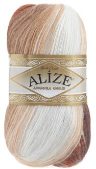 Пряжа для вязания Alize "Angora Gold Batik", цвет: белый, бежевый, коричневый (4334), 550 м, 100 г, 5 шт
