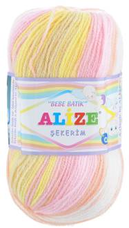 Пряжа для вязания Alize "Sekerim Bebe Batik", цвет: белый, желтый, розовый (4406), 350 м, 100 г, 5 шт