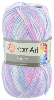 Пряжа для вязания YarnArt "Rainbow", цвет: белый, голубой, розовый (0169), 310 м, 100 г, 5 шт