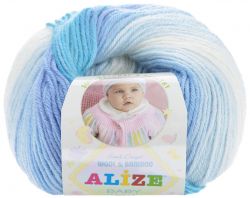 Пряжа для вязания Alize "Baby Wool", цвет: голубой, сиреневый, белый (3564), 175 м, 50 г, 10 шт