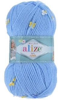 Пряжа для вязания Alize "Baby Flower", цвет: голубой, желтый, белый (5435), 210 м, 100 г, 5 шт