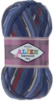 Пряжа для вязания Alize "Superwash", цвет: синий, голубой, красный (4720), 420 м, 100 г, 5 шт
