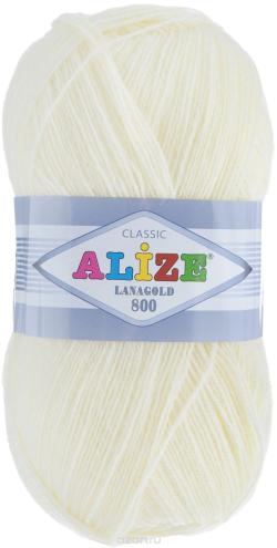 Пряжа для вязания Alize "Lanagold 800", цвет: кремовый (1), 800 м, 100 г, 5 шт