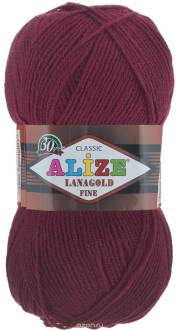 Пряжа для вязания Alize "Lanagold Fine", цвет: бордовый (57), 390 м, 100 г, 5 шт