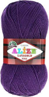 Пряжа для вязания Alize "Lanagold Fine", цвет: фиолетовый (44), 390 м, 100 г, 5 шт