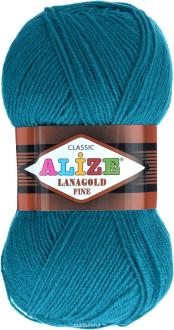 Пряжа для вязания Alize "Lanagold Fine", цвет: павлиновая зелень (640), 390 м, 100 г, 5 шт