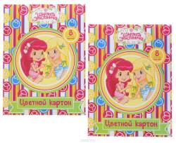 Action! Набор цветного картона Strawberry Shortcake 8 листов 2 шт цвет папки зеленый красный