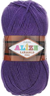 Пряжа для вязания Alize "Lanagold Fine", цвет: темно-фиолетовый (44), 390 м, 100 г, 5 шт