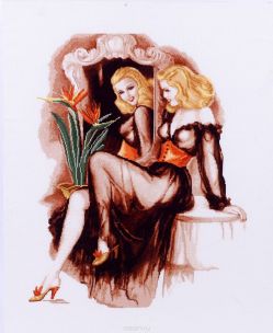 Набор для вышивания крестом Alisena "Дама у зеркала", 38 x 49 см