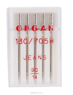 Иглы для швейных машин "Organ", для джинсы, №90, 5 шт