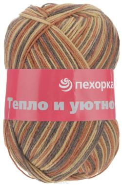 Пряжа для вязания Пехорка "Тепло и уютно", цвет: темно-коричневый, коричневый, бежевый (922 М), 400 м, 100 г, 5 шт