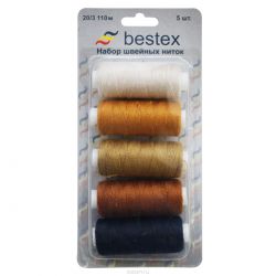 Набор ниток Bestex "Ассорти 20/3", 110 м, 5 шт