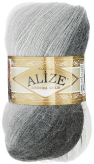 Пряжа для вязания Alize "Angora Gold Batik", цвет: белый, темно-серый, светло-серый (1900), 550 м, 100 г, 5 шт