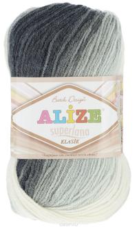 Пряжа для вязания Alize "Superlana Klasik Batik", цвет: белый, светло-серый, темно-серый (1900), 280 м, 100 г, 5 шт