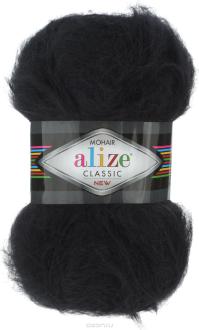 Пряжа для вязания Alize "Mohair Classik New", цвет: черный (60), 200 м, 100 г, 5 шт