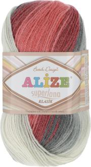 Пряжа для вязания Alize "Superlana Klasik Batik", цвет: белый, светло-серый, розовый (5740), 280 м, 100 г, 5 шт