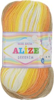 Пряжа для вязания Alize "Sekerim Bebe Batik", цвет: белый, желтый, коричневый (4797), 320 м, 100 г, 5 шт