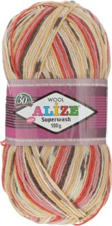 Пряжа для вязания Alize "Superwash", цвет: бежевый, красный, розовый (2699), 420 м, 100 г, 5 шт