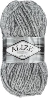 Пряжа для вязания Alize "Superlana Maxi", цвет: светло-серый, черный (801), 100 м, 100 г, 5 шт