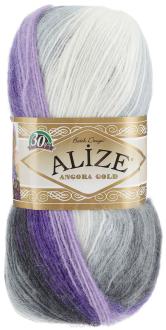 Пряжа для вязания Alize "Angora Gold Batik", цвет: белый, черный, фиолетовый (4306), 550 м, 100 г, 5 шт