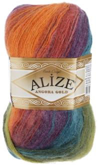 Пряжа для вязания Alize "Angora Gold Batik", цвет: оранжевый, синий, оливковый (4827), 550 м, 100 г, 5 шт