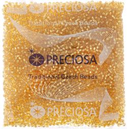 Бисер Preciosa "Ассорти", прозрачный, с радужным покрытием, цвет: золотистый (03), 10/0, 50 г