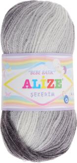 Пряжа для вязания Alize "Sekerim. Bebe Batik", цвет: белый, серый, фиолетовый (2881), 320 м, 100 г, 5 шт