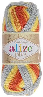 Пряжа для вязания Alize "Diva. Batik Design", цвет: серый, желтый, оранжевый (5508), 350 м, 100 г