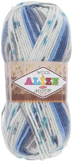 Пряжа для вязания Alize "Motif", цвет: белый, серый, синий (1676), 200 м, 100 г, 5 шт
