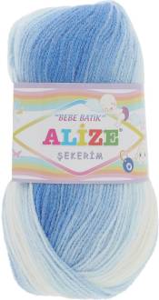 Пряжа для вязания Alize "Sekerim Bebe Batik", цвет: белый, синий, голубой (3481), 320 м, 100 г, 5 шт