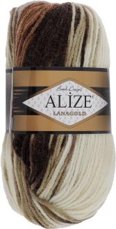 Пряжа для вязания Alize "Lanagold Batik", цвет: молочный, серый, коричневый (3341), 240 м, 100 г, 5 шт