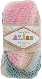 Пряжа для вязания Alize "Superlana Klasik Batik", цвет: зеленый, розовый, бежевый (2970), 280 м, 100 г, 5 шт