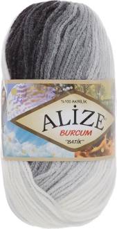 Пряжа для вязания Alize "Burсum Batik", цвет: белый, серый, черный (1900), 210 м, 100 г, 5 шт