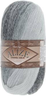 Пряжа для вязания Alize "Angora Gold Batik. Simli", цвет: белый, серый, черный (1900), 500 м, 100 г, 5 шт
