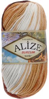 Пряжа для вязания Alize "Burcum Batik", цвет: белый, темно-коричневый, коричнево-красный (2626), 210 м, 100 г, 5 шт