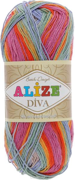 Пряжа для вязания Alize "Diva Batik", цвет: оранжевый, зеленый, малиновый (3242), 350 м, 100 г, 5 шт