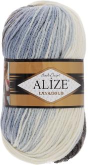 Пряжа для вязания Alize "Lanagold Batik Design", цвет: белый, коричневый, голубой (1601), 240 м, 100 г, 5 шт