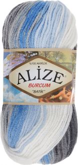 Пряжа для вязания Alize "Burсum Batik", цвет: белый, голубой, черный (4200), 210 м, 100 г, 5 шт