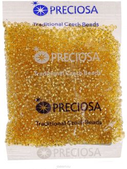 Бисер Preciosa "Ассорти", с серебристой серединой, цвет: золотистый (02), 10/0, 50 г. 163142