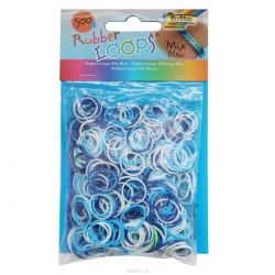 Резинки для браслетов Folia Rubber Loops "Голубой микс", 500 шт, 25 застежек, 1 крючок