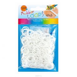 Резинки для браслетов Folia "Rubber Loops", 500 шт, 25 застежек, 1 крючок, цвет: белый